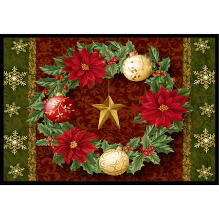 Jensendistributionservices Holly Wreath With Christmas Ornaments Indoor & Outdoor Mat, 18 x 27 in. MI2556460